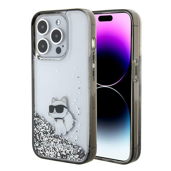 KARL LAGERFELD KLHCP15LLKCNSK IPHONE 15 PRO 6.1 "CAURSPĪDĪGS HARDCASE LIQUID GLITTER CHUPETTE