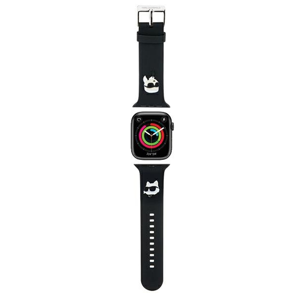 Karl Lagerfeld 3D Rubber Karl&Choupette Heads siksniņa for Apple Watch 38/40/41mm - melns