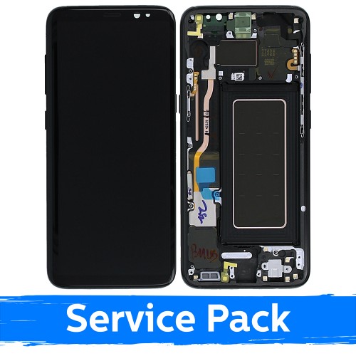 LCD Displejs Saderīgs ar Samsung G950 S8 Ar Frame / Midnight Melns / (Service Pack)