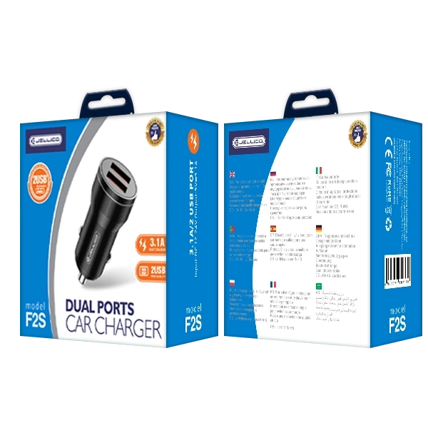 JELLICO auto lādētājs F2S 3.1A 18W 2xUSB Melns