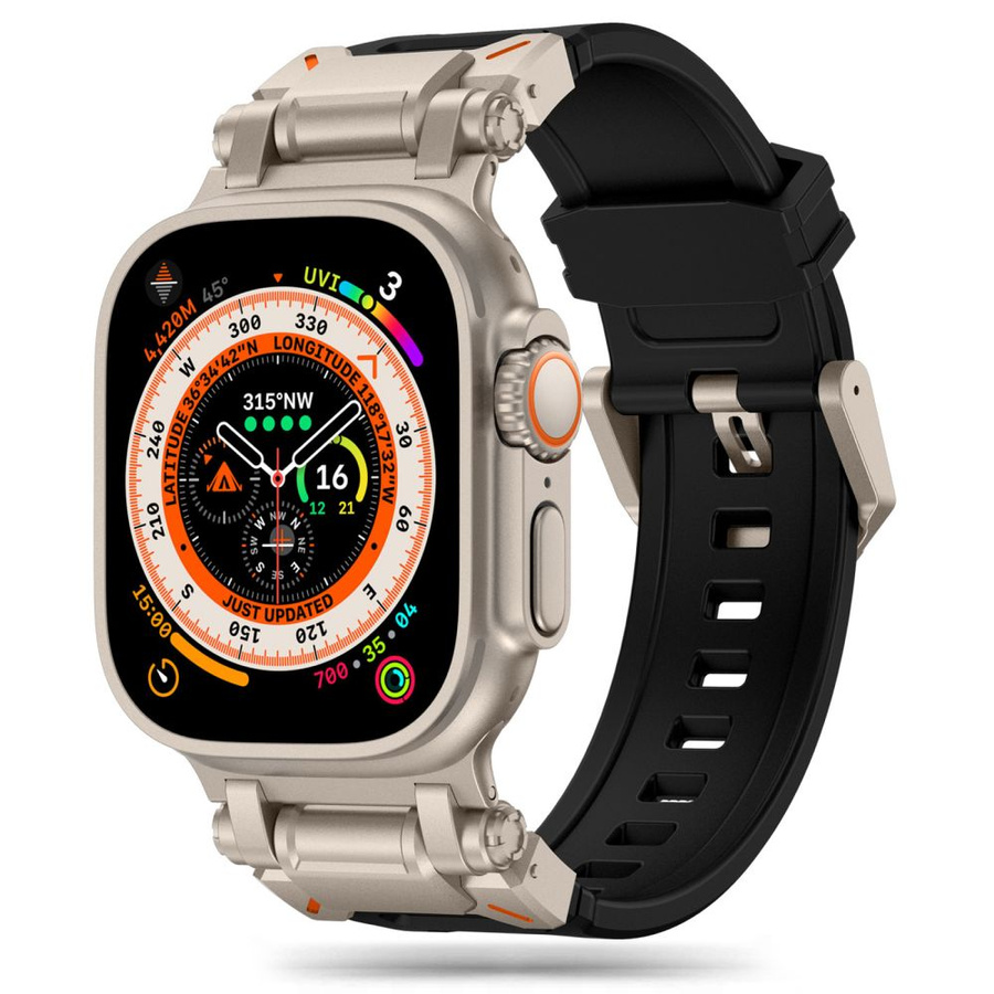 TECH-PROTECT DELTA PRO APPLE WATCH 4 / 5 / 6 / 7 / 8 / 9 / SE / ULTRA 1 / 2 (42 / 44 / 45 / 49 MM) MELNS/TITĀNA