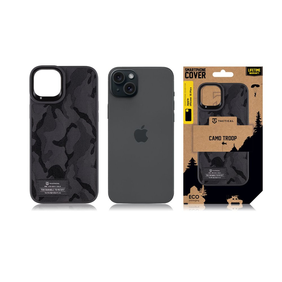 Tactical Camo Troop Maciņš for Apple iPhone 15 Plus Melns