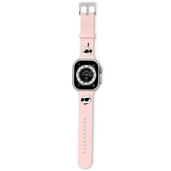 KARL LAGERFELD SIKSNIŅA KLAWMSLKCNP APPLE WATCH 38/40/41MM ROZĀ/ROZĀ SIKSNIŅA 3D RUBBER KARL&CHOUPETTE HEADS