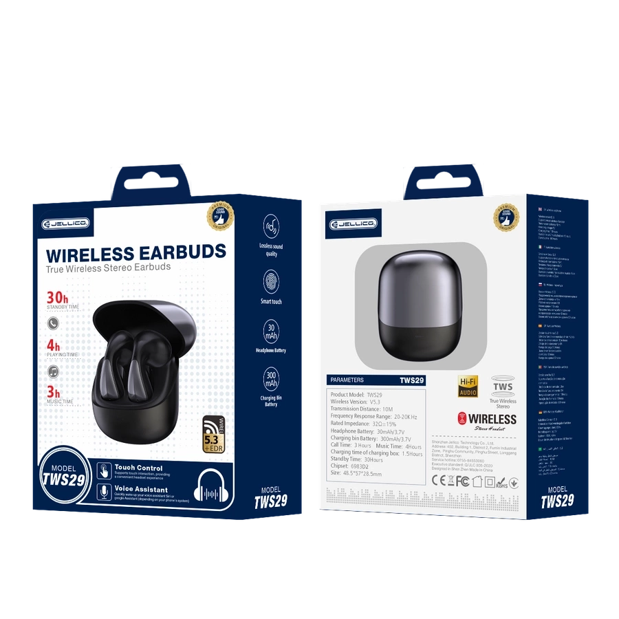 JELLICO bezvadu austiņas TWS29 Melns