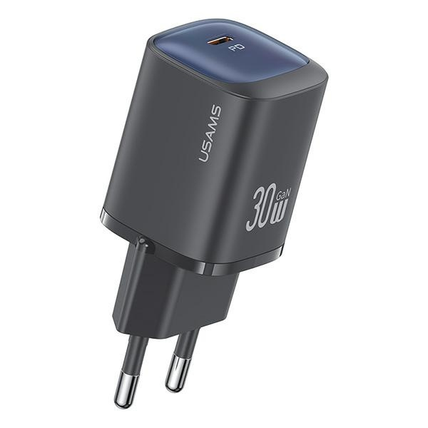 USAMS Tīkla lādētājs CC251 30W GaN USB-C Fast Charging HC Series melns CC251TC01