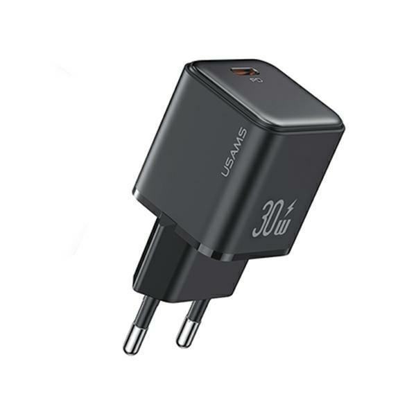 USAMS Tīkla lādētājs 1xUSB-C PD30W 3A (tikai galviņa) PD3.0 Fast Charging melns X-ron Series CC186TC01 (US-CC186)