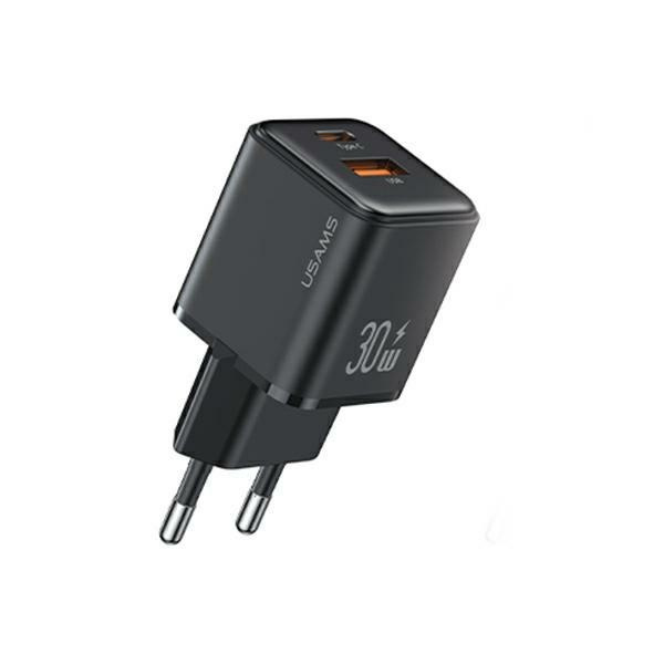 USAMS Tīkla lādētājs 1xUSB+1xUSB-C PD30W 3A (tikai galviņa) PD3.0 Fast Charging melns X-ron Series CC189TC01 (US-CC189)