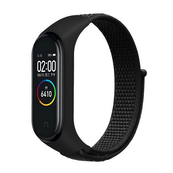 Beline siksniņa Mi Band 7/6/5/4/3 NylonLoop melns