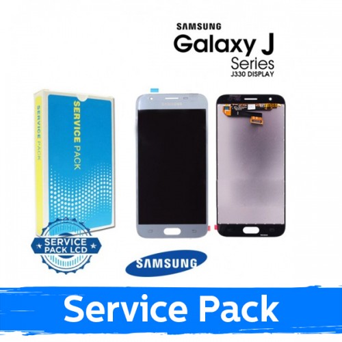 LCD Displejs Saderīgs ar Samsung J330 J3 2017 Sudrabs (Service Pack)
