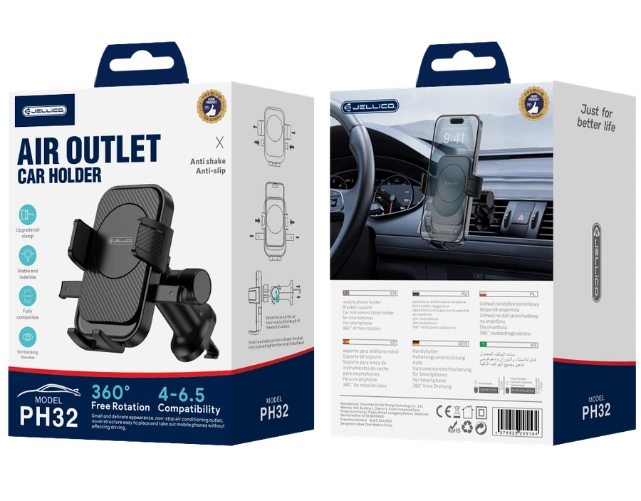 JELLICO auto turētājs gravitācijas PH32 Melns