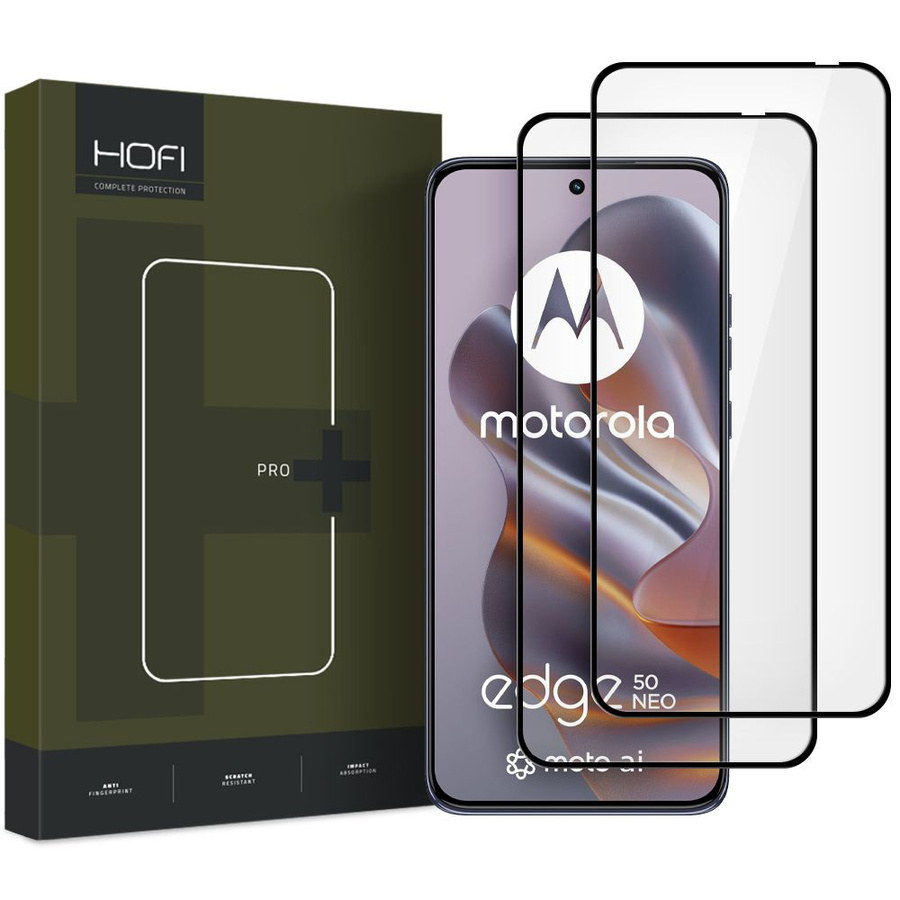 RŪDĪTS STIKLS HOFI GLASS PRO+ 2-PACK MOTOROLA EDGE 50 NEO MELNS