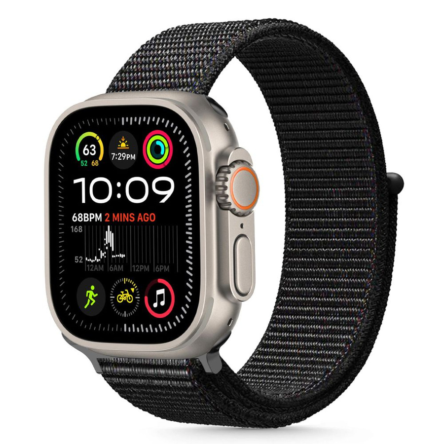 Siksniņa TECH-PROTECT NYLON APPLE WATCH 6 / 7 / 8 / 9 / 10 / SE / ULTRA 1 / 2 (44 / 45 / 46 / 49 MM) melns