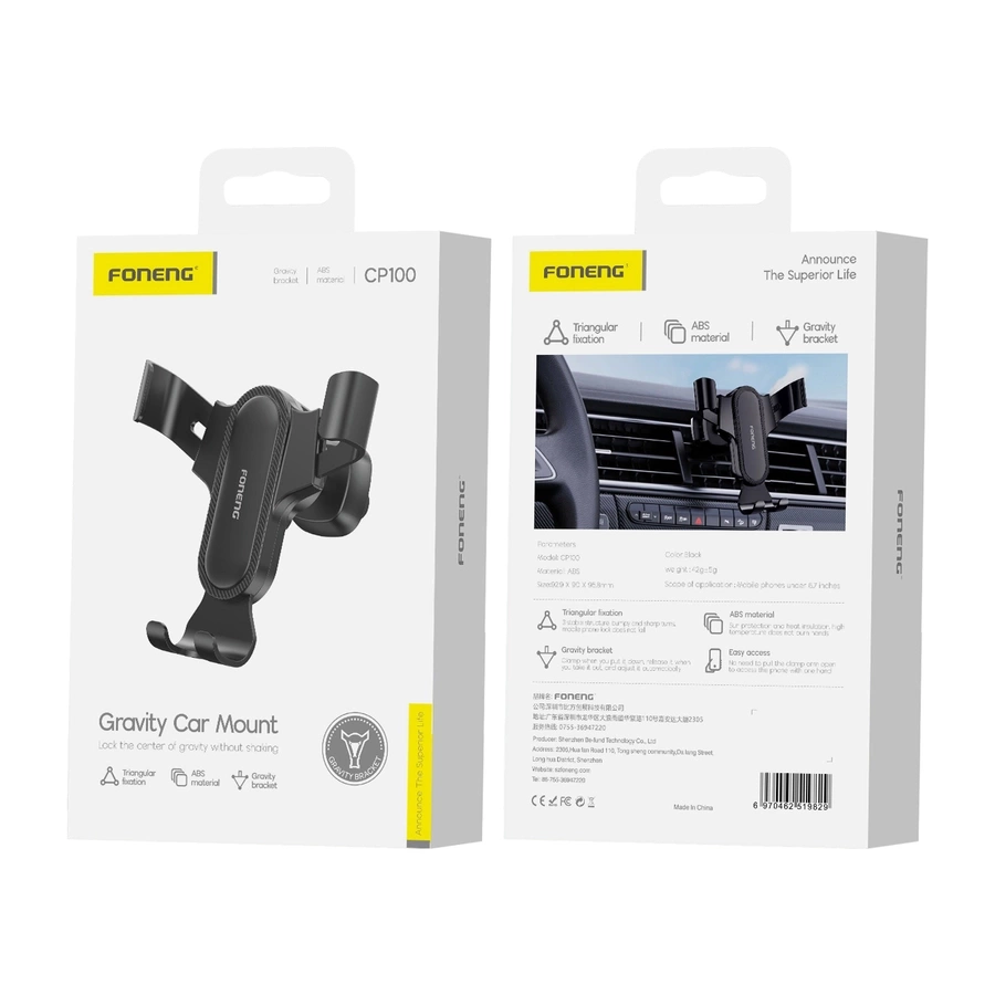 FONENG gravitācijas auto turētājs CP100 melns