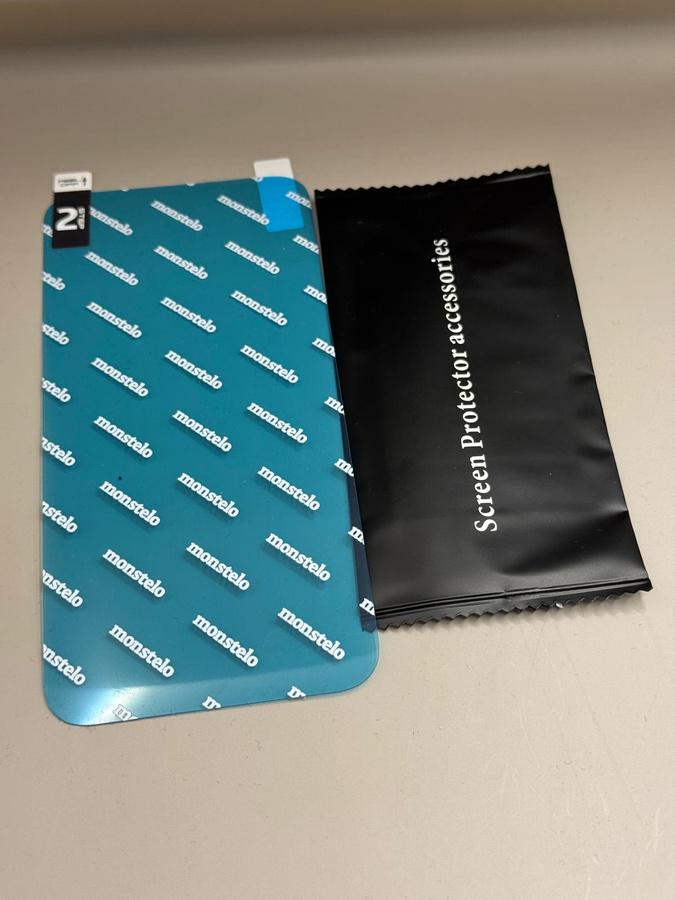 Hibrīda stikls 9H MONSTELO priekš iPhone 14 Pro + Montāžas komplekts 5 gab.