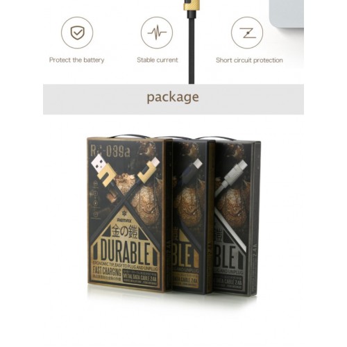 USB Kabelis Remax "Durable Metal" RC-089a Melns "Type-C" 100cm