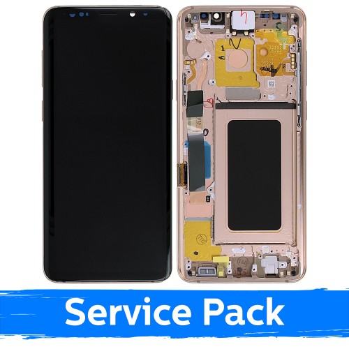 LCD Displejs Saderīgs ar Samsung G965 S9 Plus Ar Frame / Sunrise Zeltains / (Service Pack)