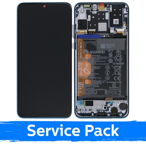LCD Displejs Saderīgs ar Huawei P30 Lite Ar Frame / Peacock Zils / (Service Pack)