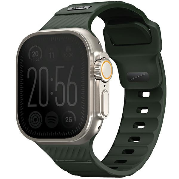 UNIQ siksniņa Stride Apple Watch Series 1/2/3/4/5/6/7/8/9/SE/SE2/Ultra/Ultra 2 42/44/45/49mm FKM gumijas tumši zaļš