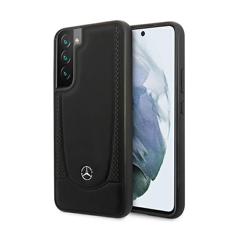 Mercedes ādas Urban Line viedtālruņa apvalks Samsung Galaxy S22+ - melns