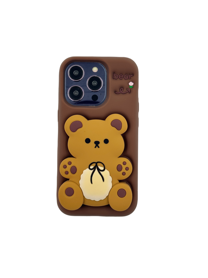 Maciņš 3D BEAR AR TURĒTĀJU IPHONE 13 PRO