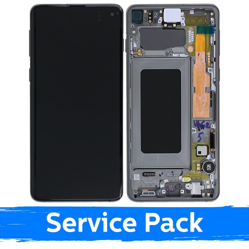 LCD Displejs Saderīgs ar Samsung G973 S10 Ar Frame / Prism Melns / (Service Pack)