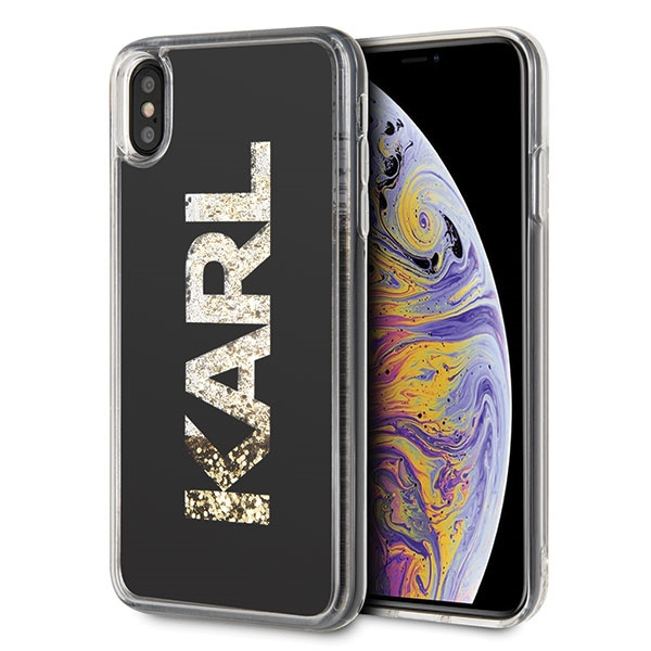 Karl Lagerfeld KLHCI65KAGBK iPhone Xs Max melns Karl logo Glitter