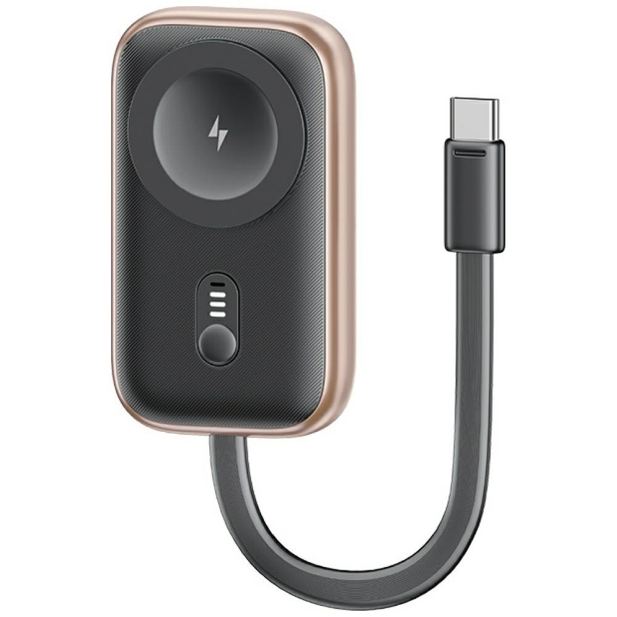 Indukcijas lādētājs 2in1 Usams CD245 Apple Watch ar portatīvo lādētāju 1200mAh + USB-C kabelis tumšs