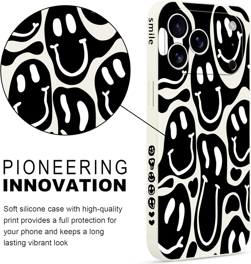 Pnakqil Iphone 17 Pro Max maciņš Blurry Smiles melns