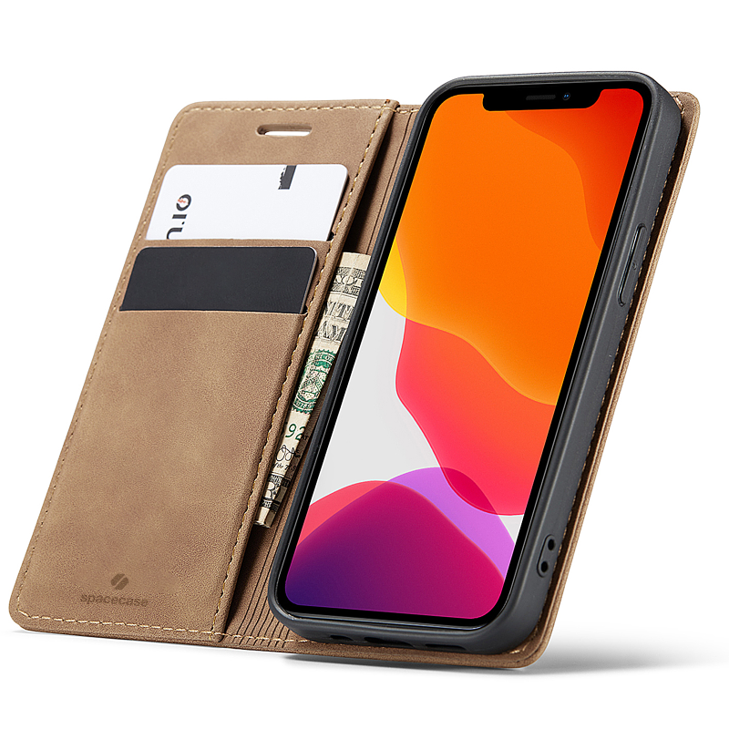 Spacecase maka maciņš iPhone 12/12 Pro gaiši brūns