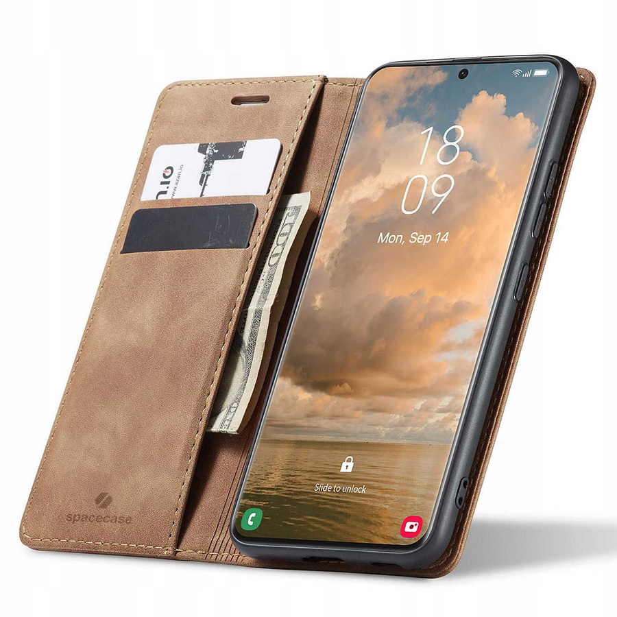 Spacecase maka maciņš Galaxy S21 Ultra gaiši brūns