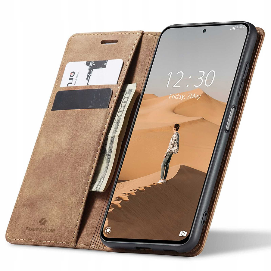 Spacecase maka maciņš Poco F3 / Mi 11i gaiši brūns