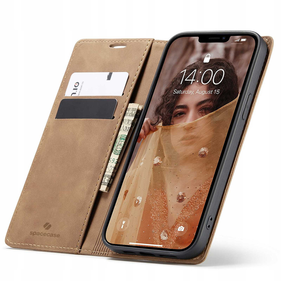 Spacecase maka maciņš iPhone 13 gaiši brūns
