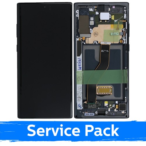 LCD Displejs Saderīgs ar Samsung N975 Note 10 Plus Ar Frame / Aura Melns / (Service Pack)