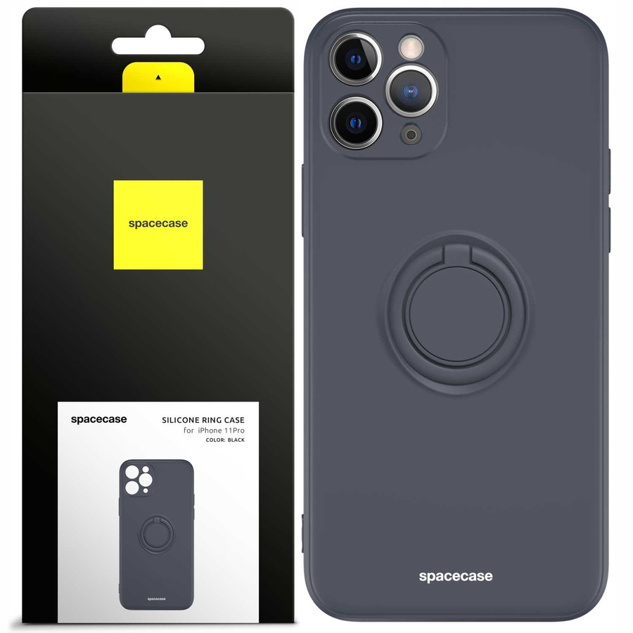 Spacecase Silikona maciņš ar gredzenu iPhone 11 Pro melns
