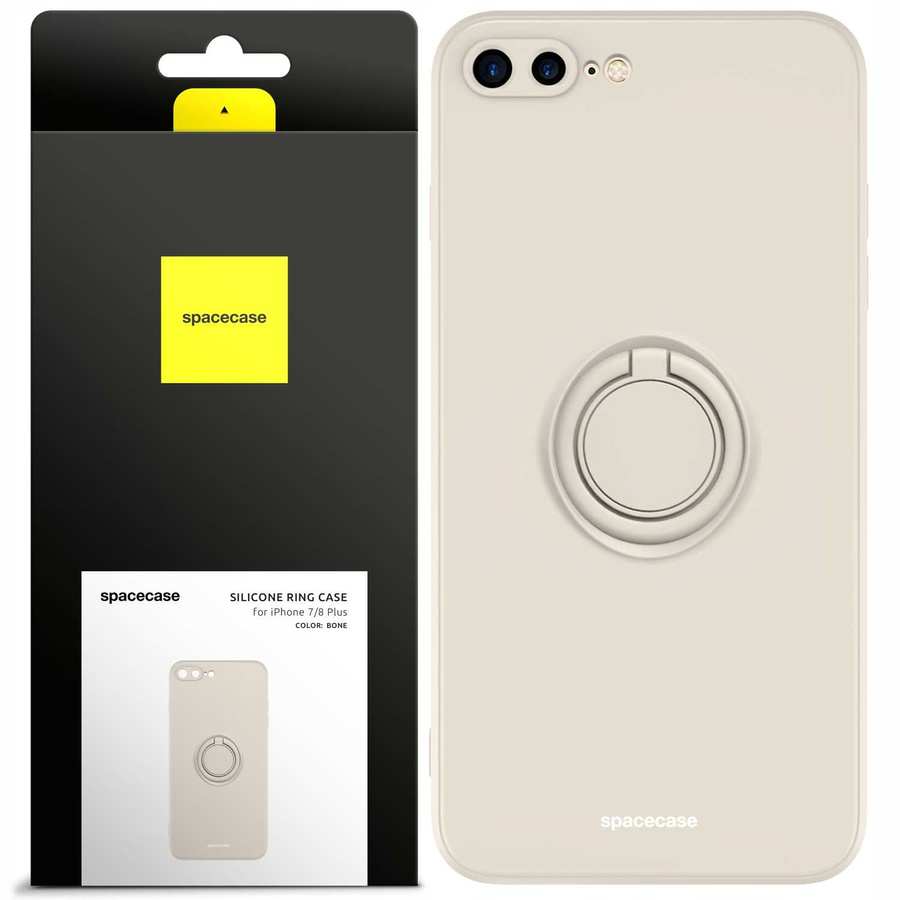 Spacecase Silikona maciņš ar gredzenu iPhone 7/8 Plus kaula krāsas