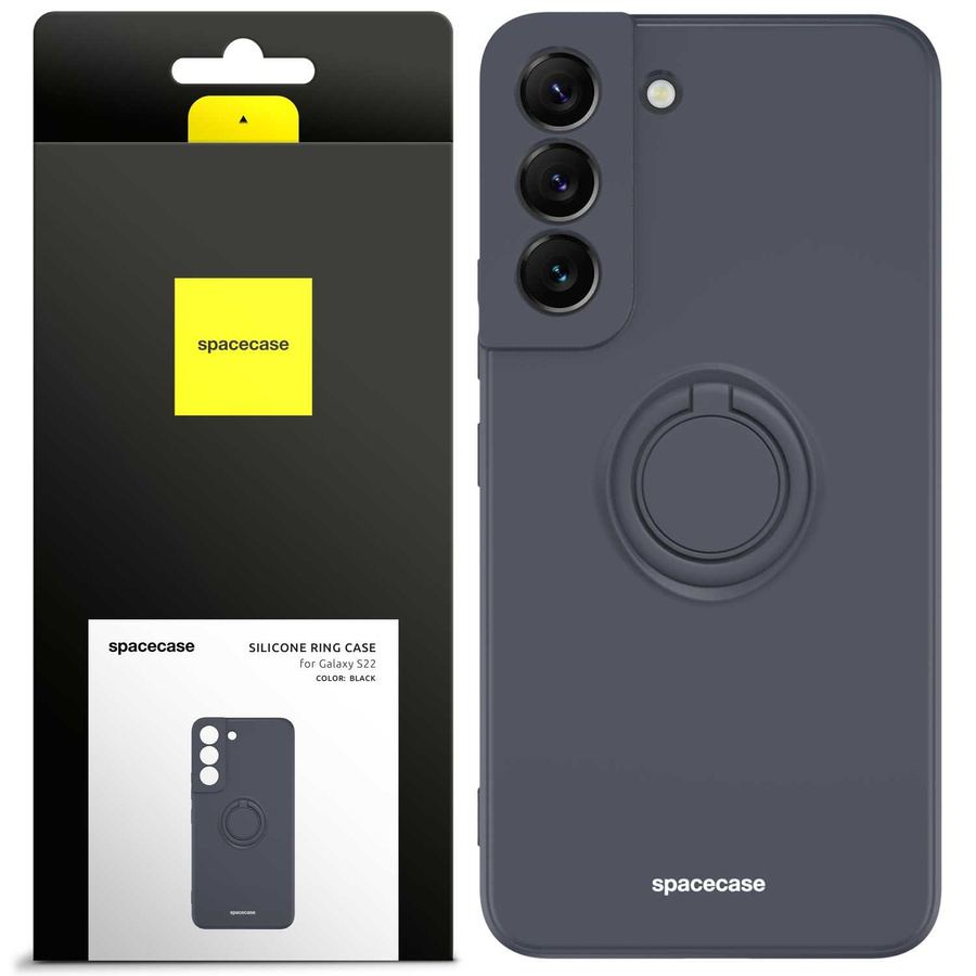 Spacecase Silikona maciņš ar gredzenu Galaxy S22 melns