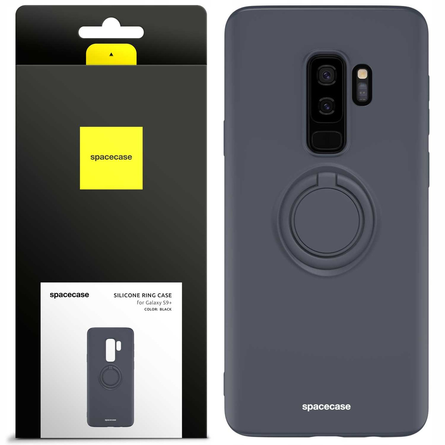 Spacecase Silikona maciņš ar gredzenu Galaxy S9+ melns