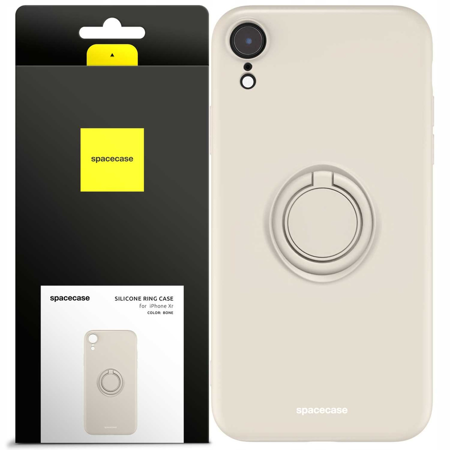 Spacecase Silikona maciņš ar gredzenu iPhone Xr kaula krāsas