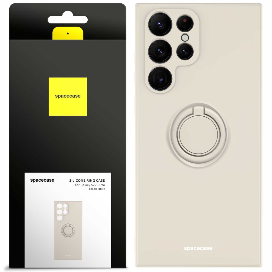 Spacecase Silikona maciņš ar gredzenu Galaxy S22 Ultra kaula krāsas