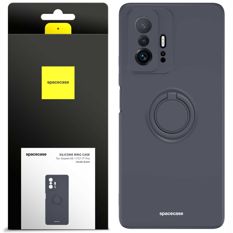 Spacecase Silikona maciņš ar gredzenu Xiaomi Mi 11T/11T Pro melns