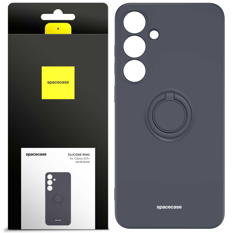 Spacecase Maciņš Silicone Ring Galaxy S24+ melns
