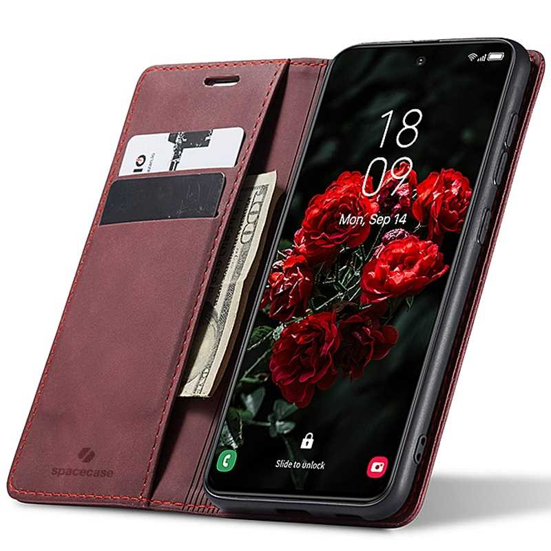 Spacecase Maciņš Wallet Galaxy S24 sarkans