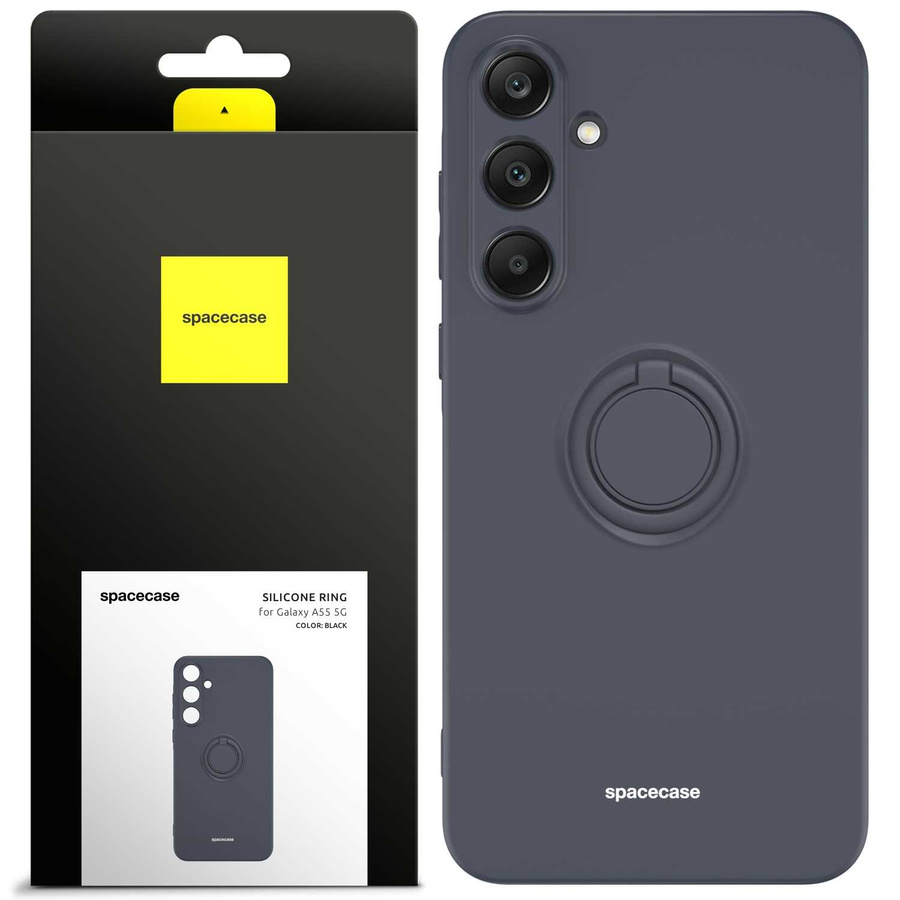 Spacecase Maciņš Silicone Ring Galaxy A55 5G melns