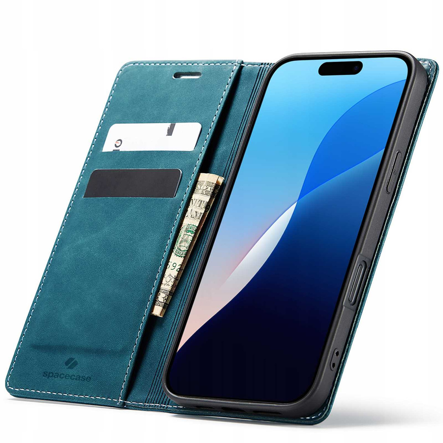Spacecase Maciņš Wallet iPhone 16 Pro zils