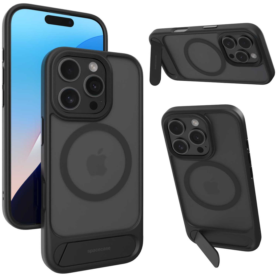 Spacecase Maciņš Stand Pro Mag iPhone 16 Pro melns