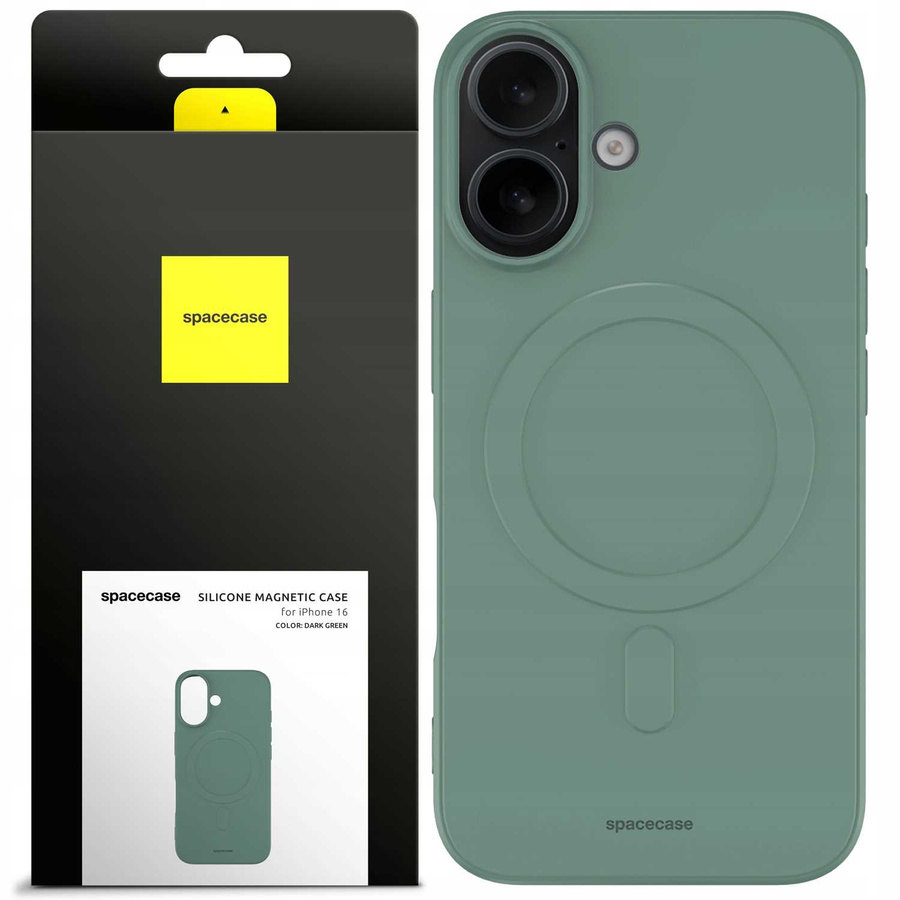 Spacecase Maciņš Silicone Magnetic Case iPhone 16 tumši zaļš