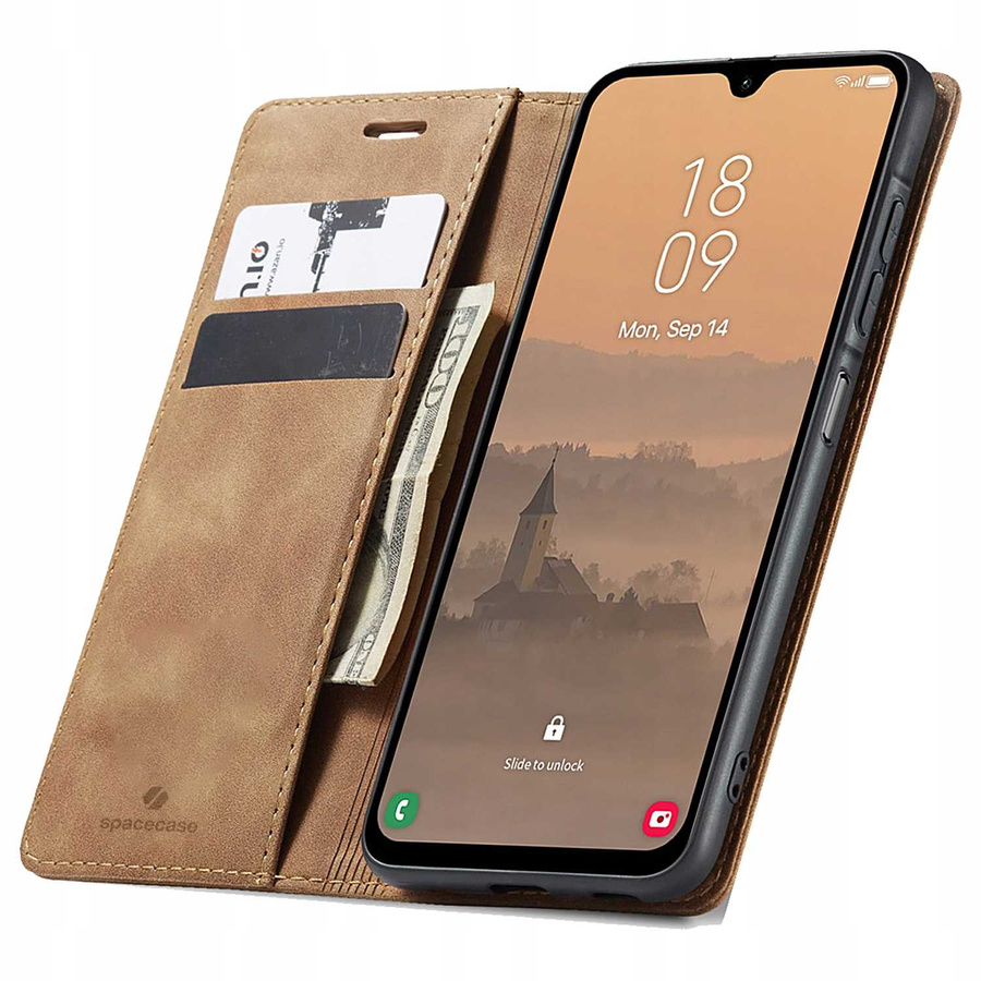 Spacecase Maciņš Wallet Galaxy A26 gaiši brūns