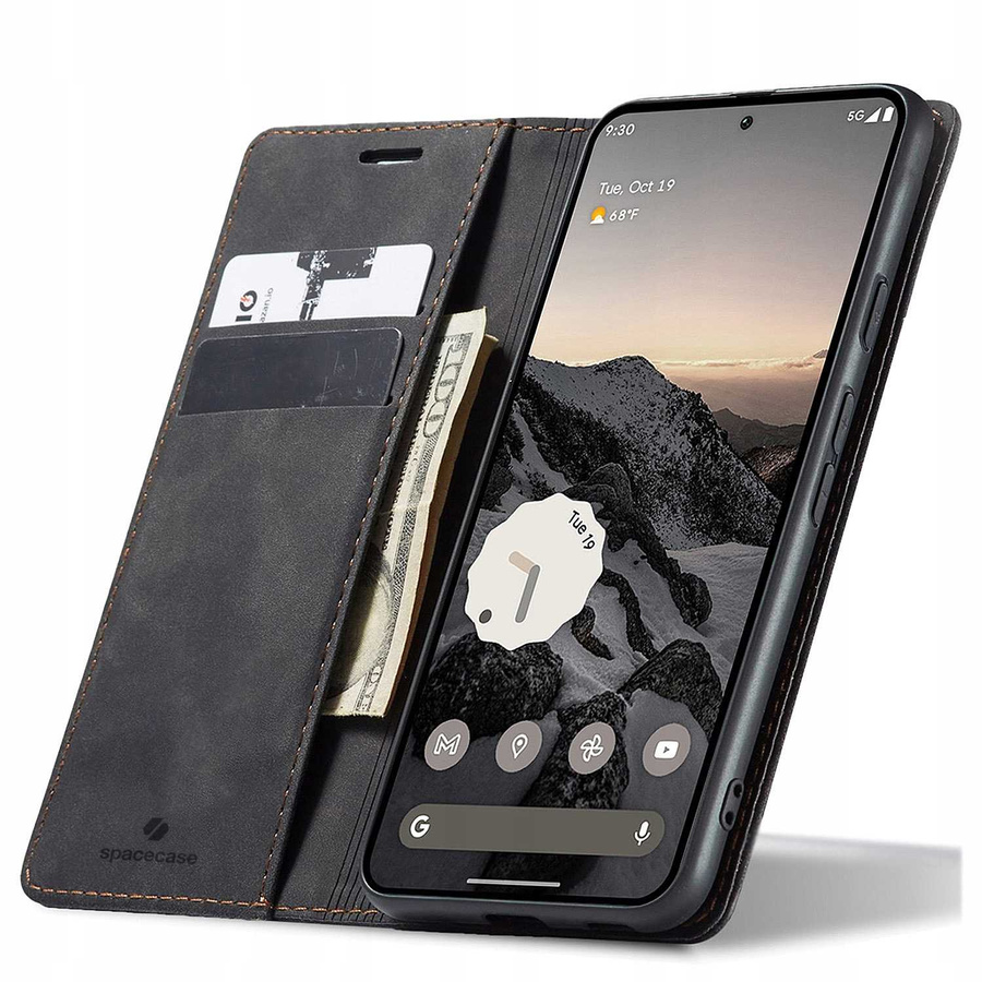 Spacecase Maciņš Wallet Google Pixel 9A melns