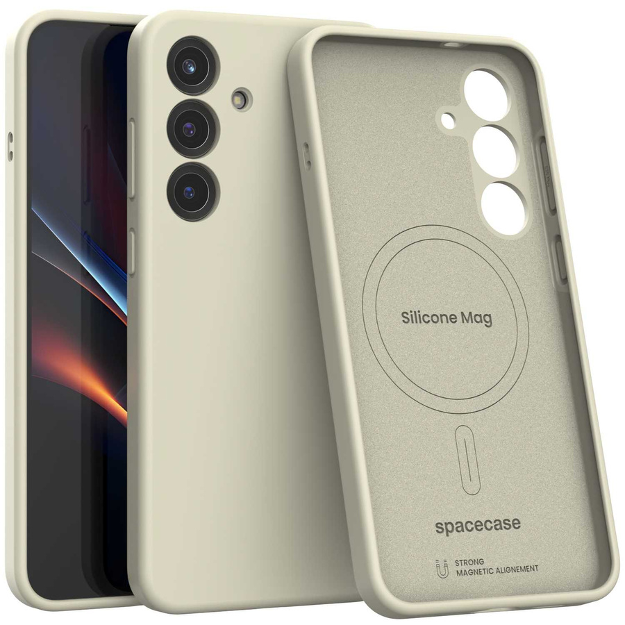 Spacecase Silikona Mag maciņš Galaxy S25+ bēšs