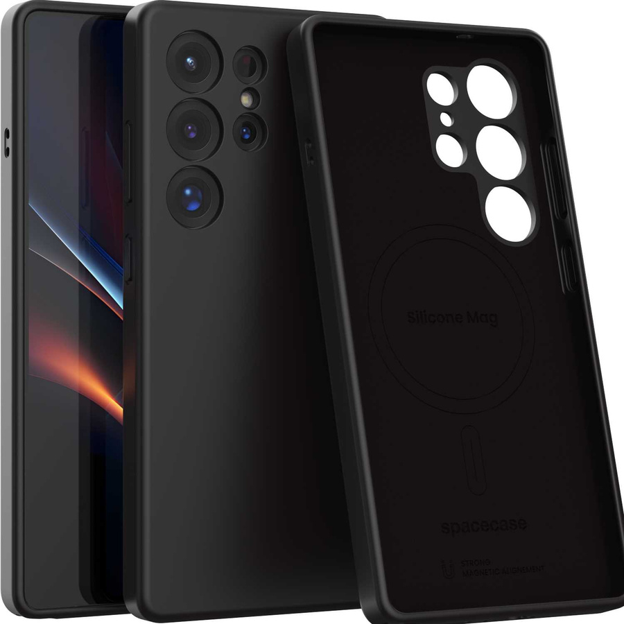 Spacecase Silikona Mag maciņš Galaxy S25 Ultra melns